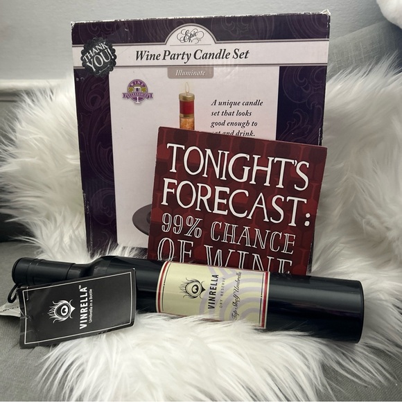 WINE LOVERS NOVELTY SET. CANDLES , sign and wine-umbrella plus bonuses - Picture 2 of 7